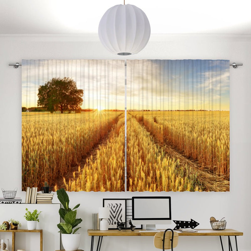 Vorhang Motiv "Kornfeld Baum Sonnenuntergang" - La-Melle