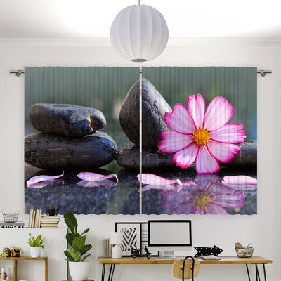 Vorhang Motiv Kosmee Steine Wasser - La-Melle