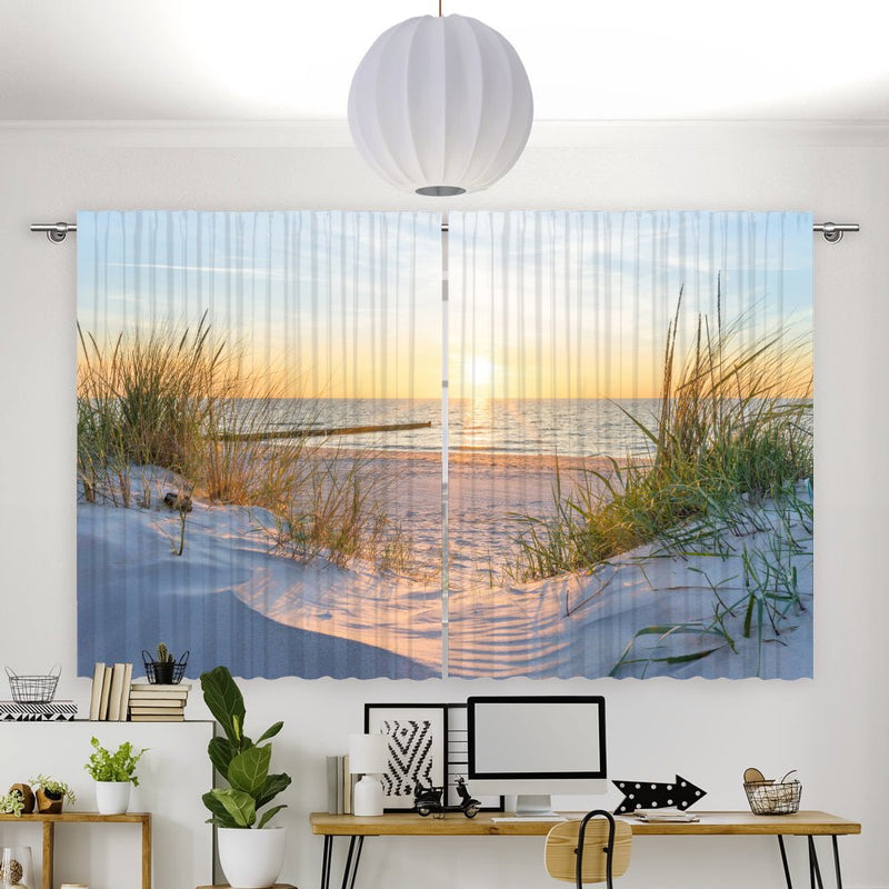 Vorhang Motiv "Sonnenuntergang Strand Düne"