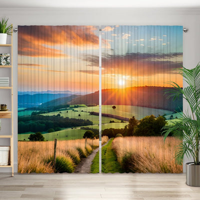 Vorhang Motiv Sonnenuntergang Kornfeld - La-Melle