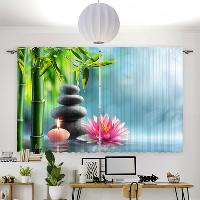 Vorhang Motiv Lotus Bambus Kerze - La-Melle