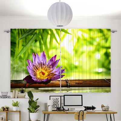 Vorhang Motiv Lotus Wasser Bambus - La-Melle