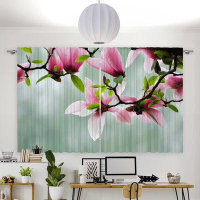 Vorhang Motiv Magnolien Baum Blüten - La-Melle