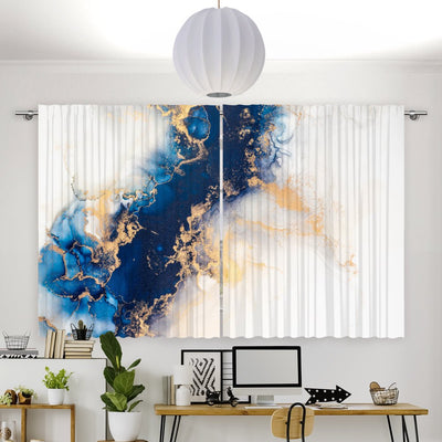 Vorhang Motiv Marmor blau gold - La-Melle