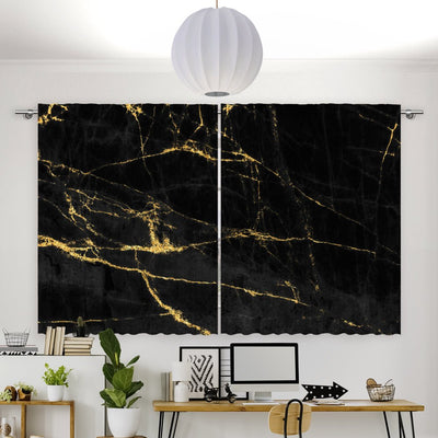 Vorhang Motiv Marmor schwarz gold - La-Melle