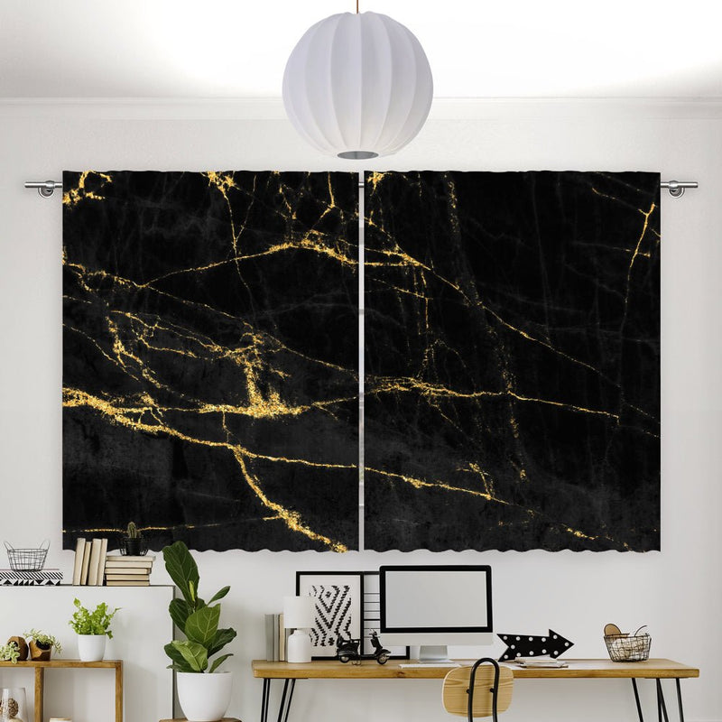 Vorhang Motiv "Marmor schwarz gold" - La-Melle