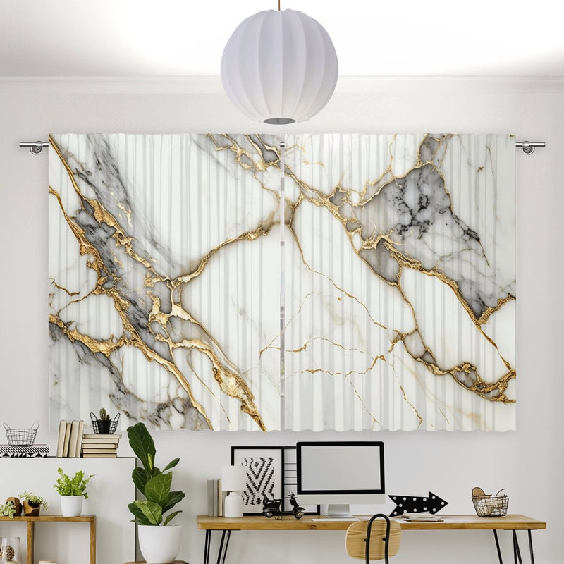 Vorhang Motiv "Marmor weiss gold" - La-Melle