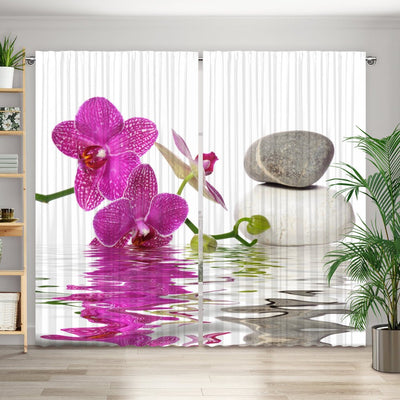 Vorhang Motiv Orchidee Steine Wasser - La-Melle