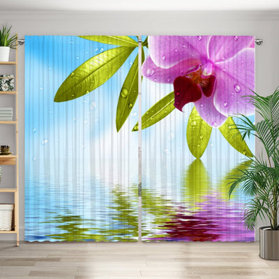 Vorhang Motiv Wasserspiegelung Orchidee - La-Melle
