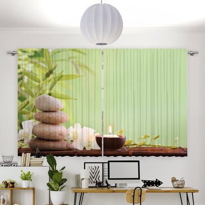 Vorhang Motiv Orchidee Bambus zen stones - La-Melle