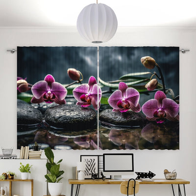 Vorhang Motiv Orchidee Pink zen stones - La-Melle