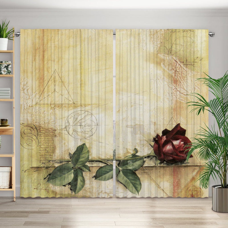 Vorhang Motiv "Pergament Rose vintage" - La-Melle