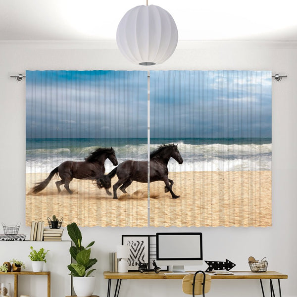Vorhang Motiv "Pferde Strand"