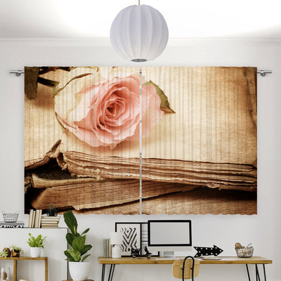 Vorhang Motiv Rose Buch vintage - La-Melle