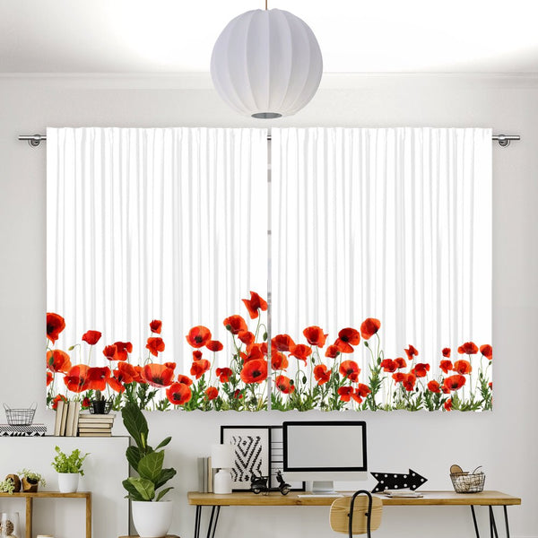 Vorhang Motiv "Mohnblumen Weisser Hintergrund"