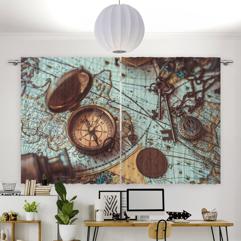 Vorhang Motiv "Seefahrt Nautik Kompass" - La-Melle