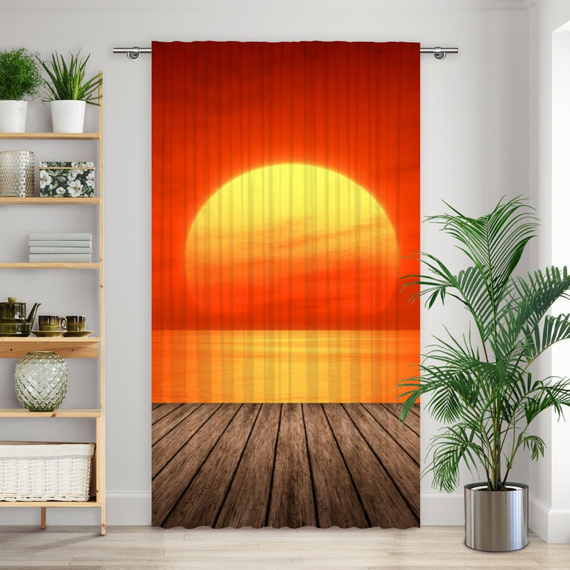 Vorhang Motiv "Sonnenuntergang Meer Steg" - La-Melle
