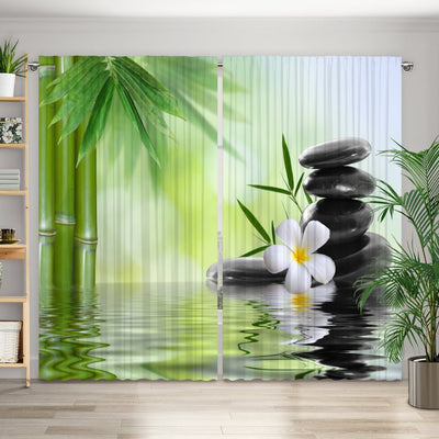 Vorhang Motiv Zen stones Frangipani Bambus - La-Melle