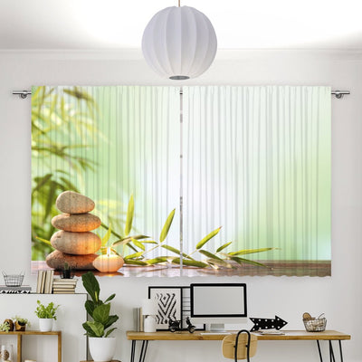 Vorhang Motiv Zen stones Kerze Bambus - La-Melle