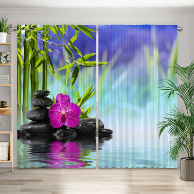 Vorhang Motiv Zen stones Orchidee - La-Melle