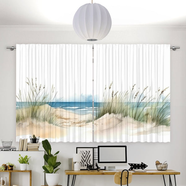 Vorhang Motiv "Strand Aquarell Küste Meer"
