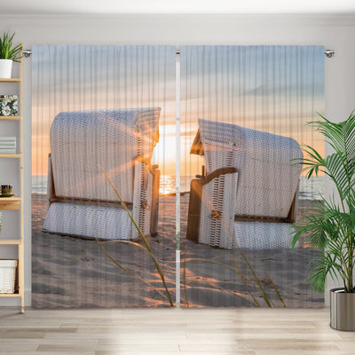 Vorhang Motiv Strandkorb Nordsee Strand - La-Melle