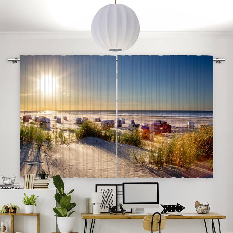 Vorhang Motiv "Nordsee Strandkorb Küste" - La-Melle