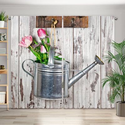 Vorhang Motiv Tulpen Giesskanne - La-Melle