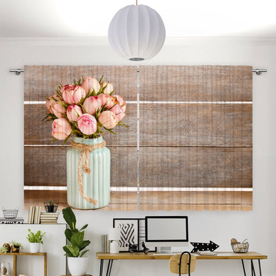 Vorhang Motiv Tulpen Vase Holzwand - La-Melle