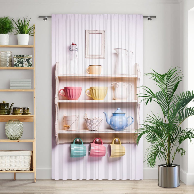 Vorhang Motiv "Teekanne Regal vintage" - La-Melle