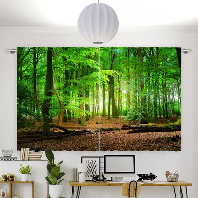 Vorhang Motiv Wald Weg Eichenlaub - La-Melle