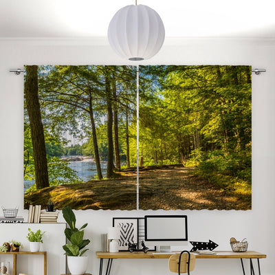 Vorhang Motiv Wald Weg Fluss - La-Melle