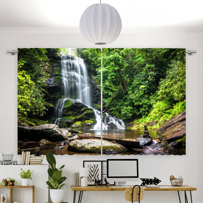 Vorhang Motiv Wasserfall Wald Bach - La-Melle