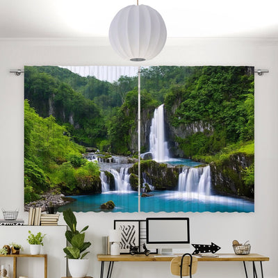 Vorhang Motiv Wasserfall Waldsee - La-Melle