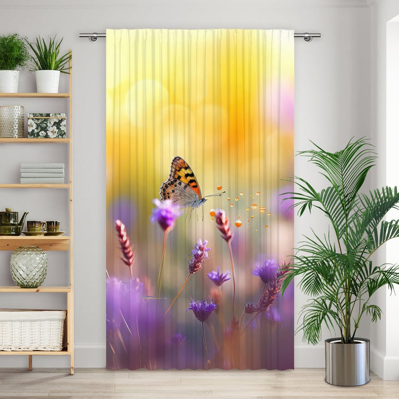 Vorhang Motiv "Wildblumen Wiese Schmetterling" - La-Melle